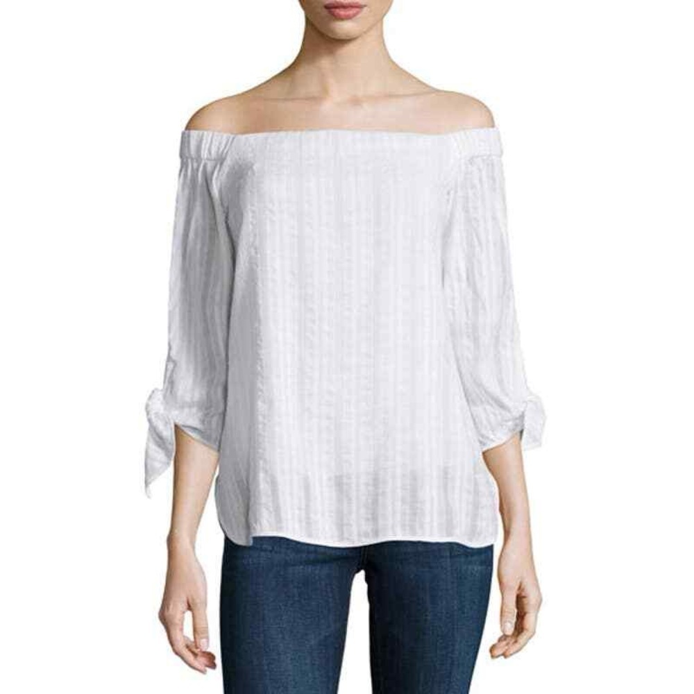 Bailey 44 White Off-Shoulder Blouse with Tie Sleeves - Picture 3 of 16